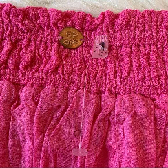 Free People One Perla Pink Eyelet Off Shoulder Blouse Crop Top XS NWOT - Picture 8 of 12